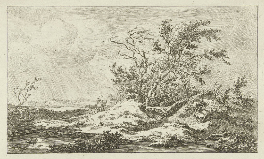 Detail of Horse with carriage in a landscape by Carel Lodewijk Hansen