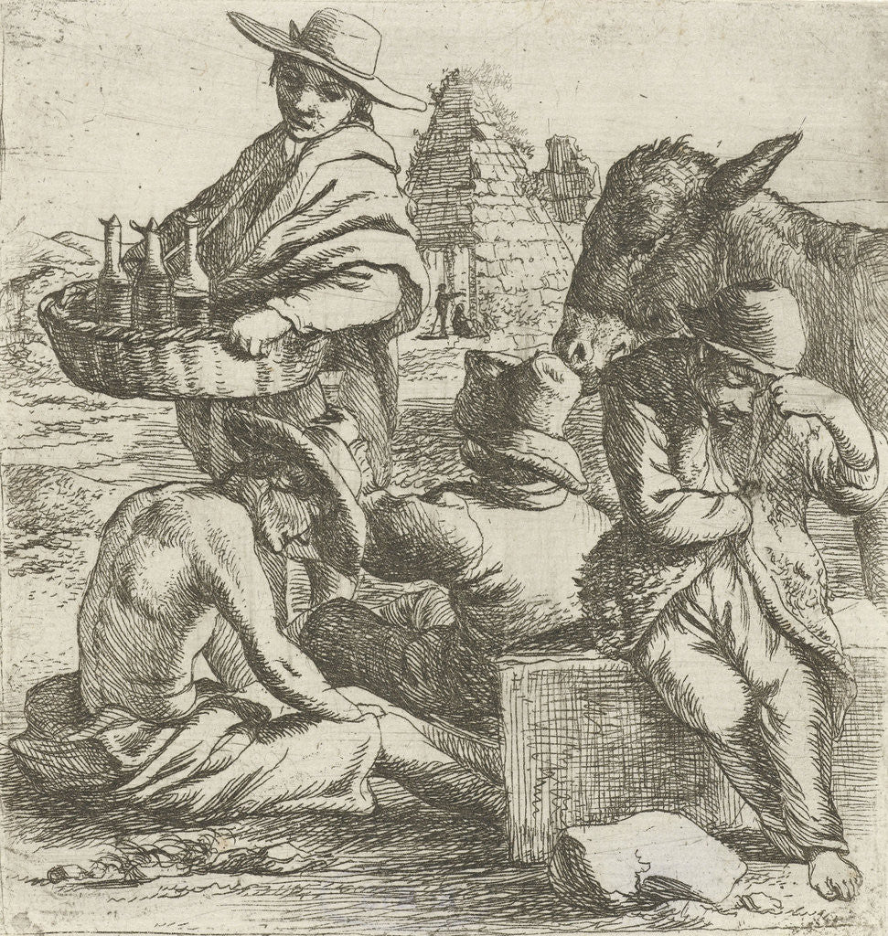 Detail of Gin seller and the three beggars by Jan van Ossenbeeck