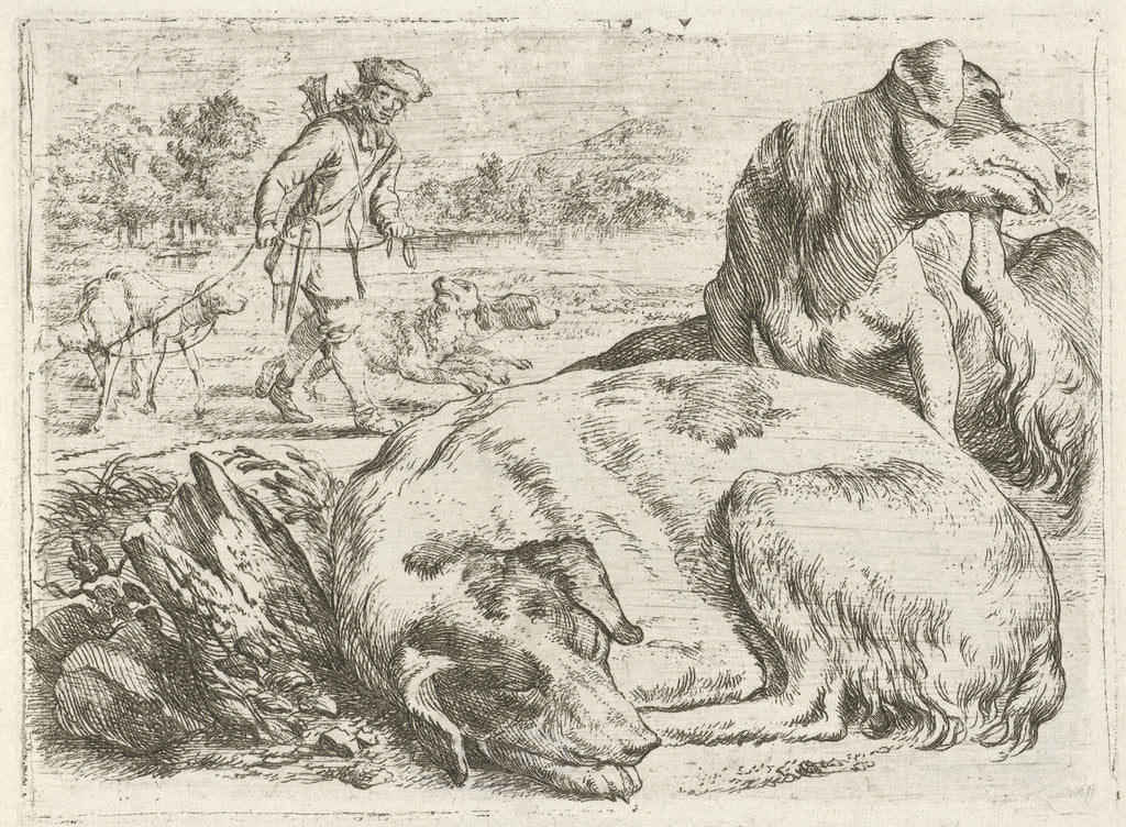 Detail of Hunter with his dogs by Jan van Ossenbeeck
