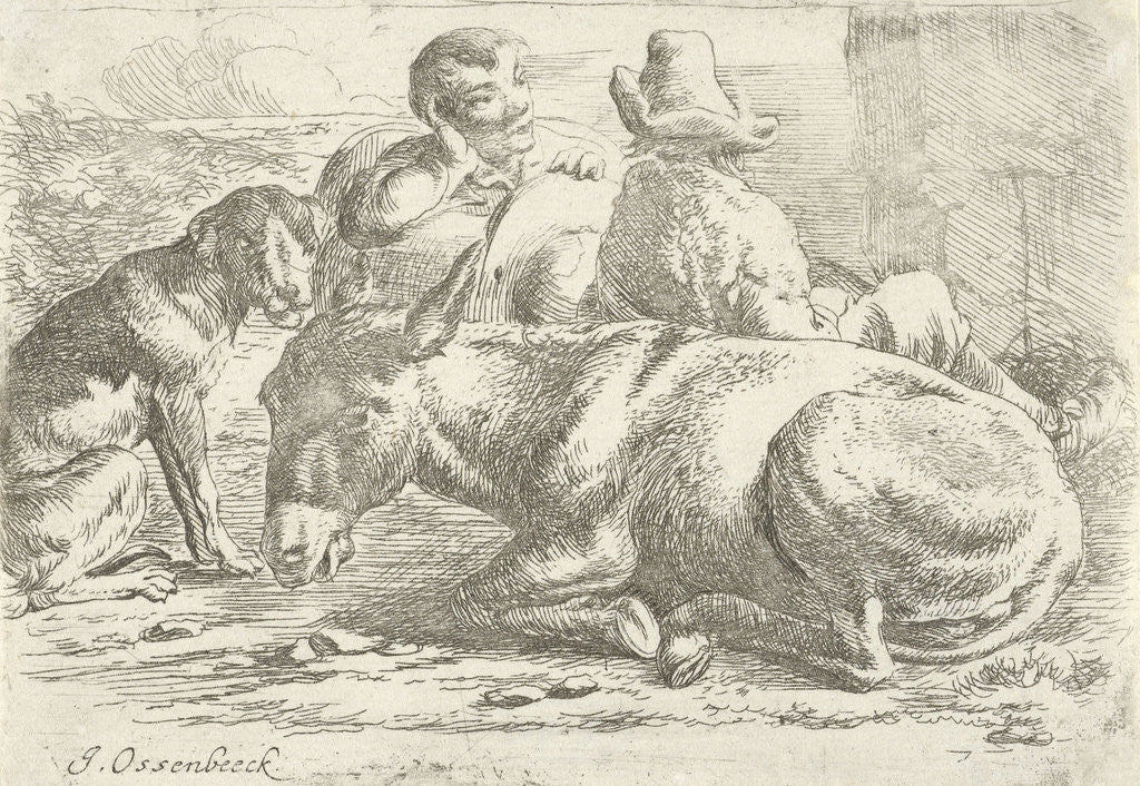 Detail of Two incumbent muleteers by Jan van Ossenbeeck