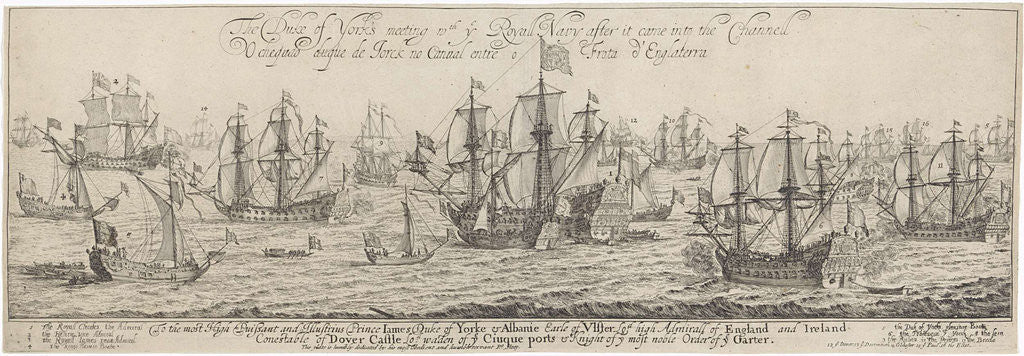 Detail of The ships of the Duke of York to meet the ships of the Royal Navy, by Dirk Stoop