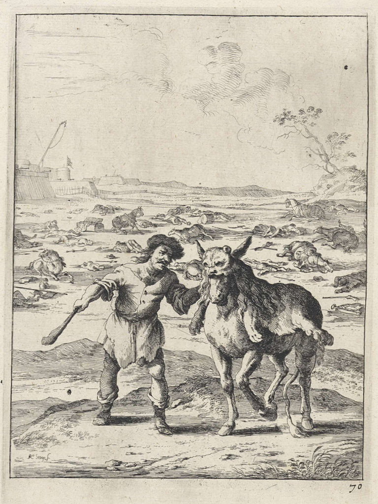 Detail of Fable of the donkey with the lion skin by John Ogilby