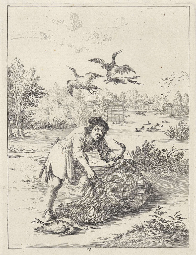 Detail of Fable of the farmer and the stork by John Ogilby