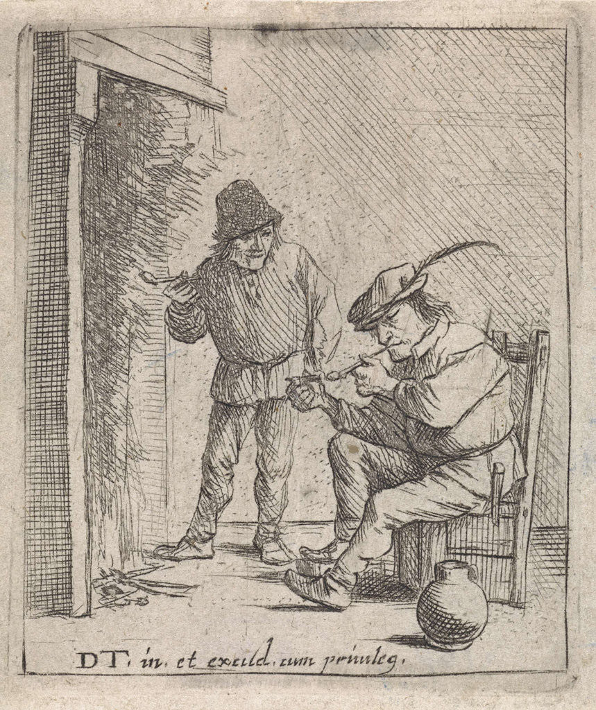 Detail of Two farmers near the fireplace by David Teniers II