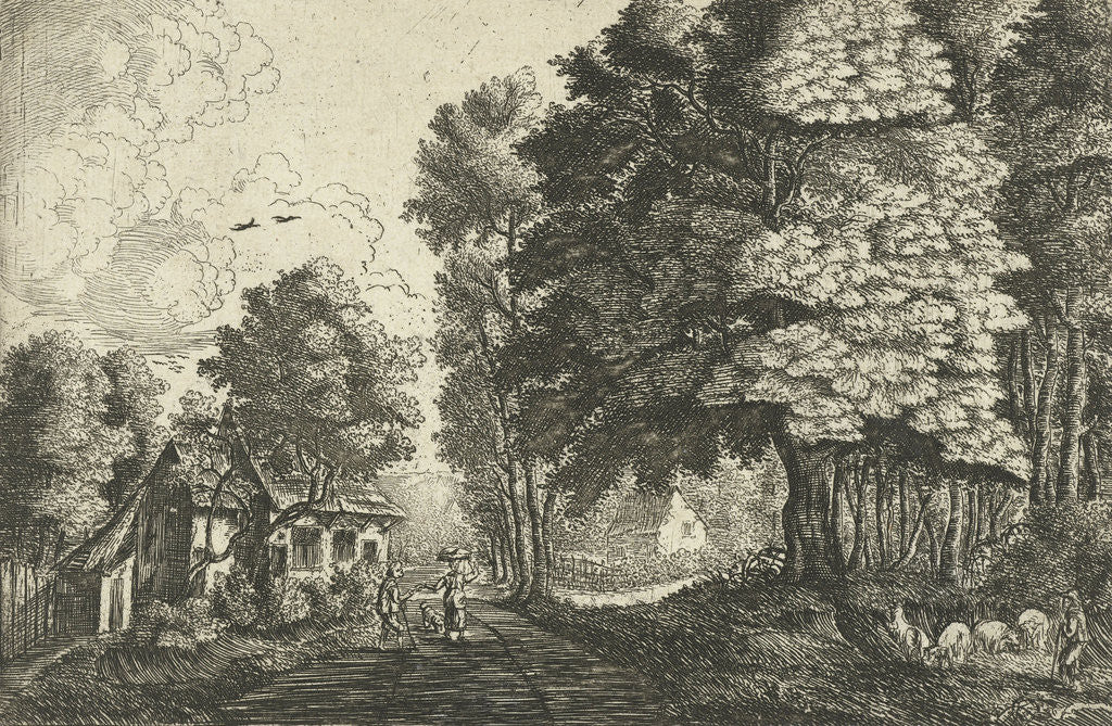 Detail of Shepherd at a forest edge by Jean Baptiste Bonnecroy