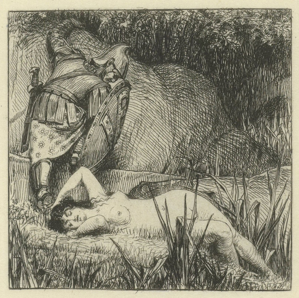 Detail of Naked woman and an armored knight by Lawrence Alma-Tadema