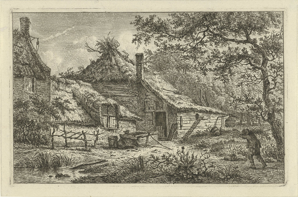 Detail of Barnyard with a man with deadwood by Hermanus Fock