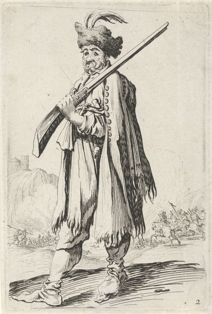 Detail of Man with gun and feathered hat by Clement de Jonghe