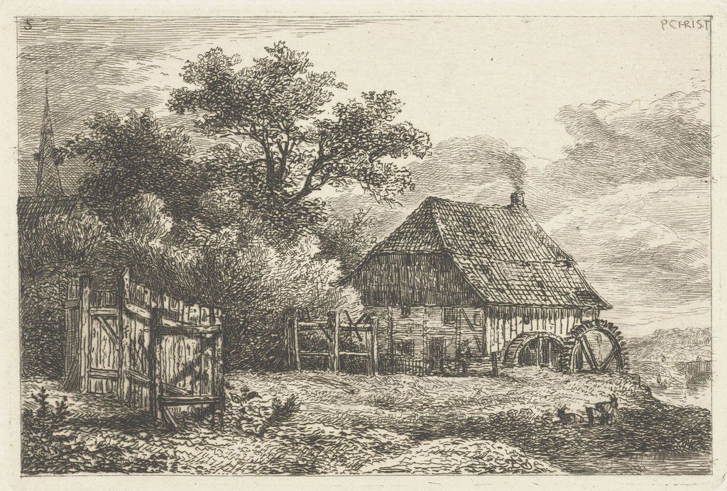 Detail of Landscape with watermill by Pieter Casper Christ