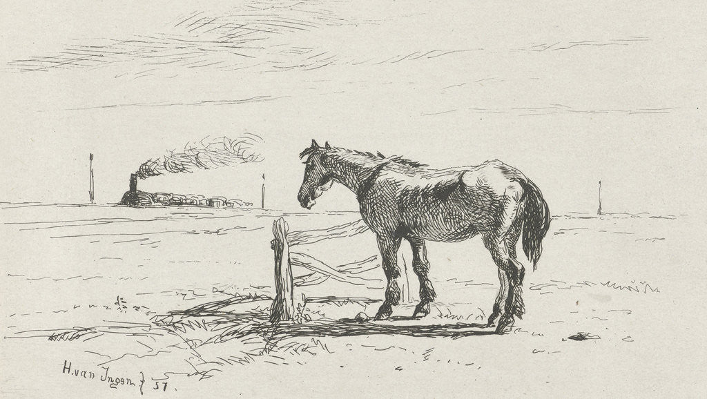 Detail of Horse in a pasture, Henry van Ingen by Joseph Hartogensis