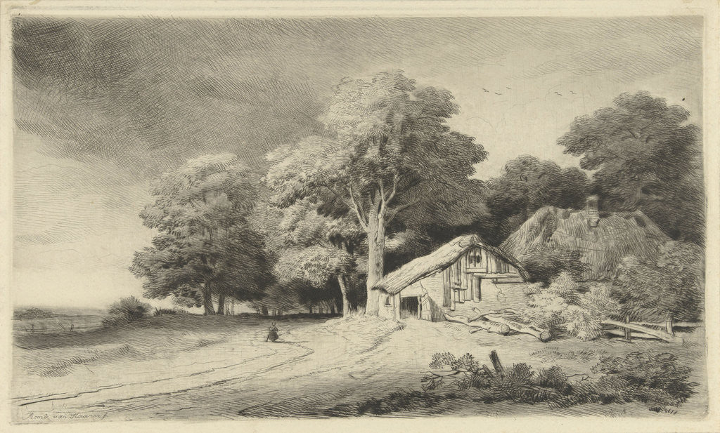 Detail of Farm on a road by Remigius Adrianus Haanen