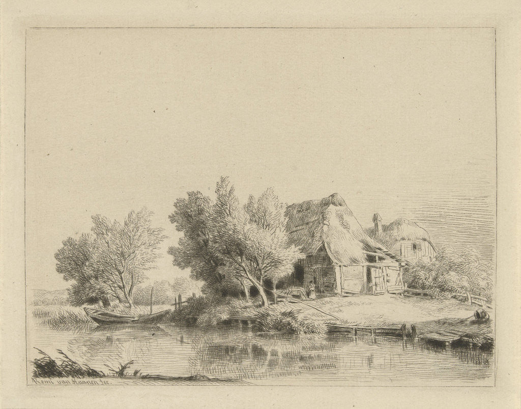 Detail of Woman at a farm on a puddle by Remigius Adrianus Haanen