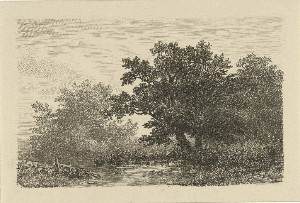 Detail of trees in a puddle by Remigius Adrianus Haanen