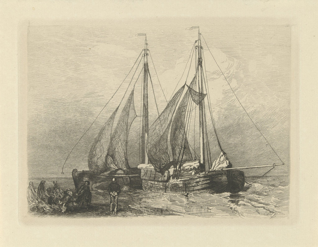 Detail of Sailing on a beach by Charles Rochussen