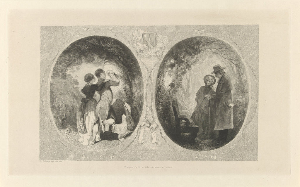 Detail of Two ovals with young and old couple by Frans Buffa en Zonen