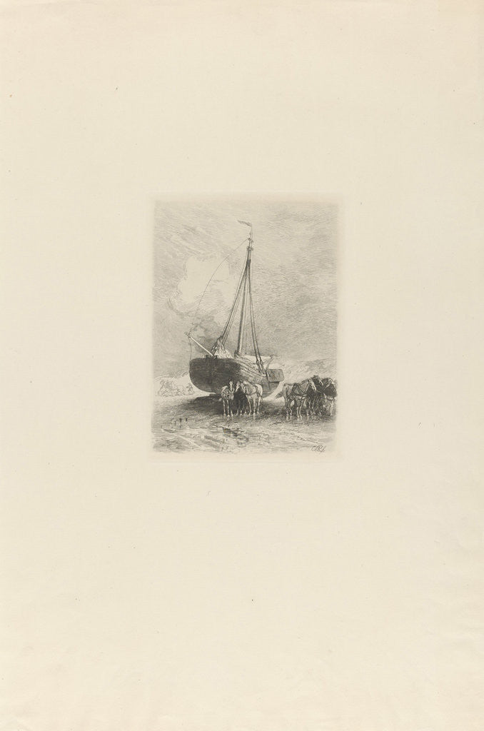 Detail of Ship on dry by Charles Rochussen