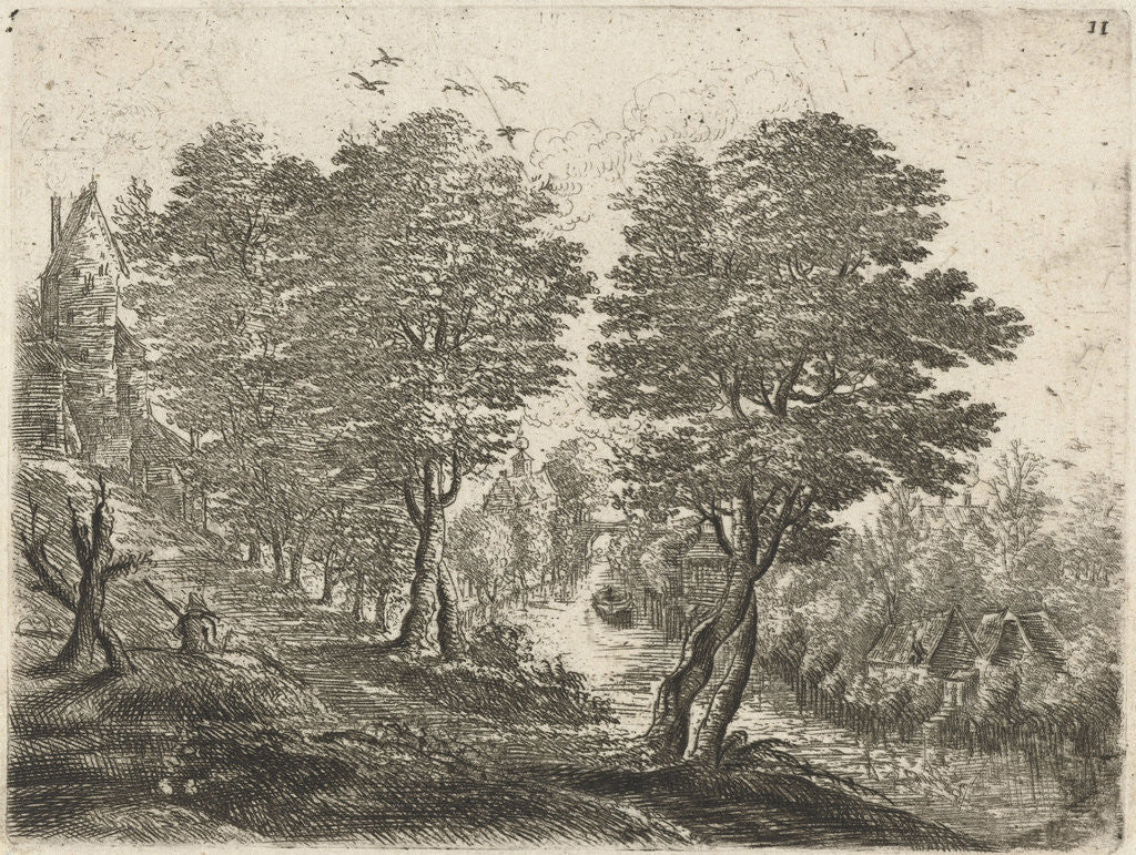 Detail of Landscape with sedentary farmer by Frans van den Wijngaerde
