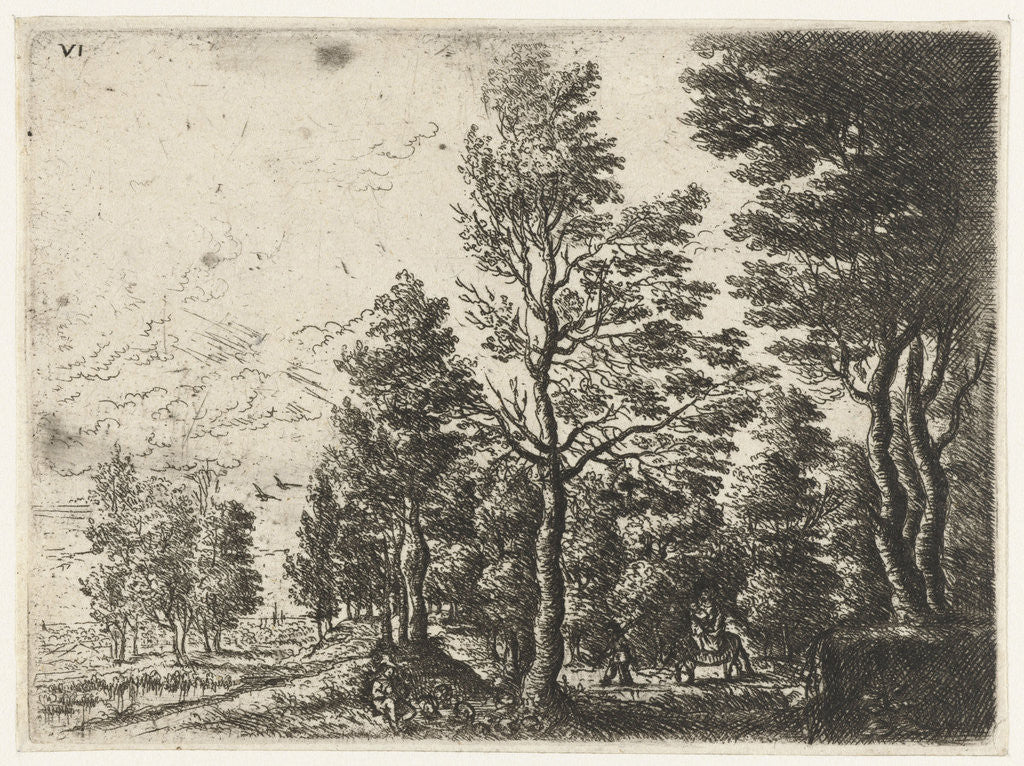 Detail of Landscape with a man with a donkey by Frans van den Wijngaerde