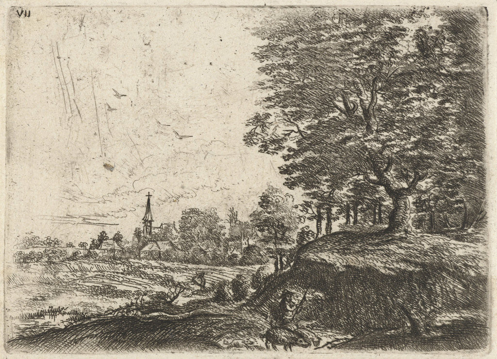 Detail of Landscape with a man with pigs by Frans van den Wijngaerde