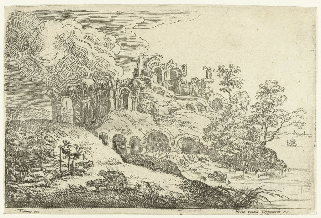 Detail of Ruins at a more by Frans van den Wijngaerde
