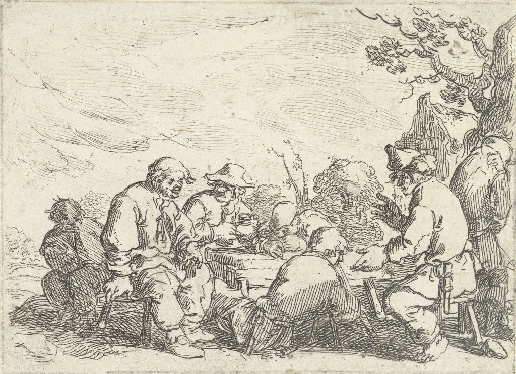 Detail of Drinking farmers at a table by Andries Both