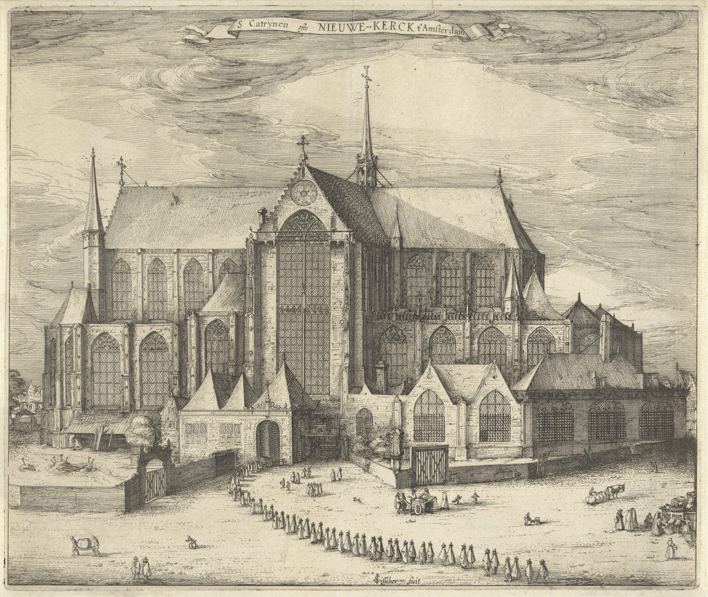 Detail of Nieuwe Kerk Amsterdam by Claes Jansz. Visscher II
