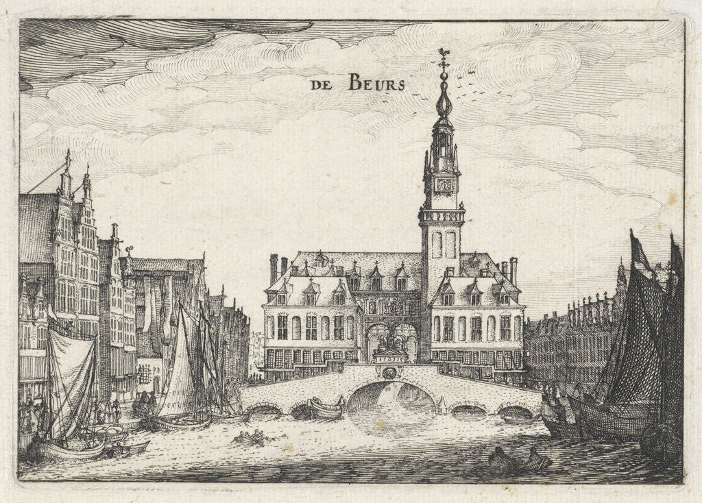Detail of View of the Koopmansbeurs of city architect Hendrick de Keyser in Amsterdam by Claes Jansz. Visscher II