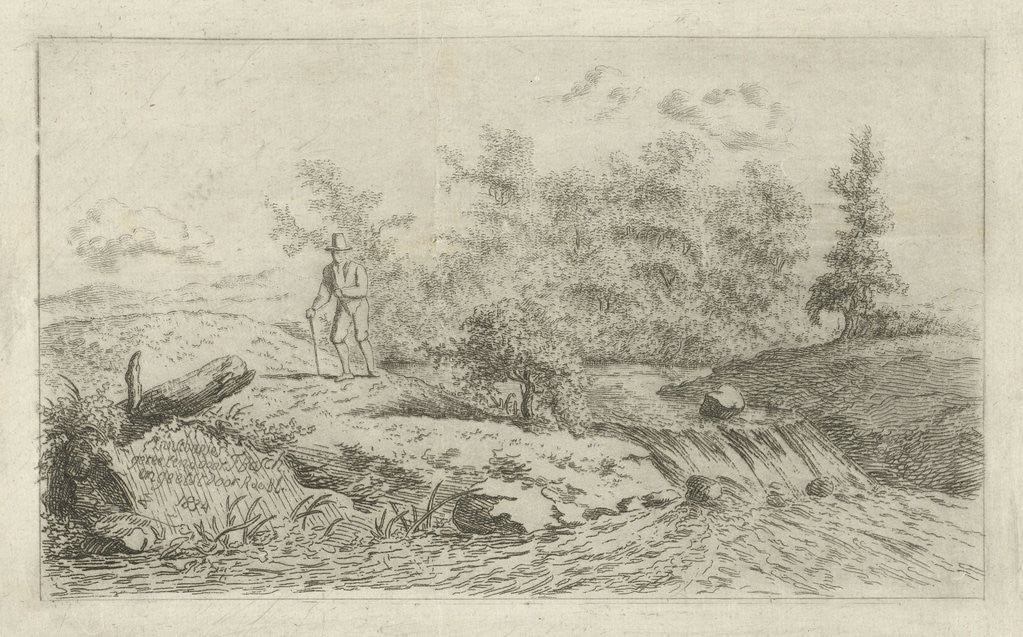 Detail of Man with a waterfall by baron Reinierus Albertus Ludovicus van Isendoorn à Blois