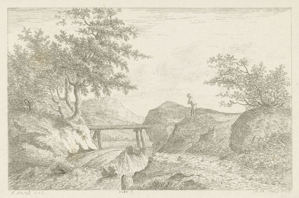 Detail of Bridge near a waterfall by baron Reinierus Albertus Ludovicus van Isendoorn à Blois