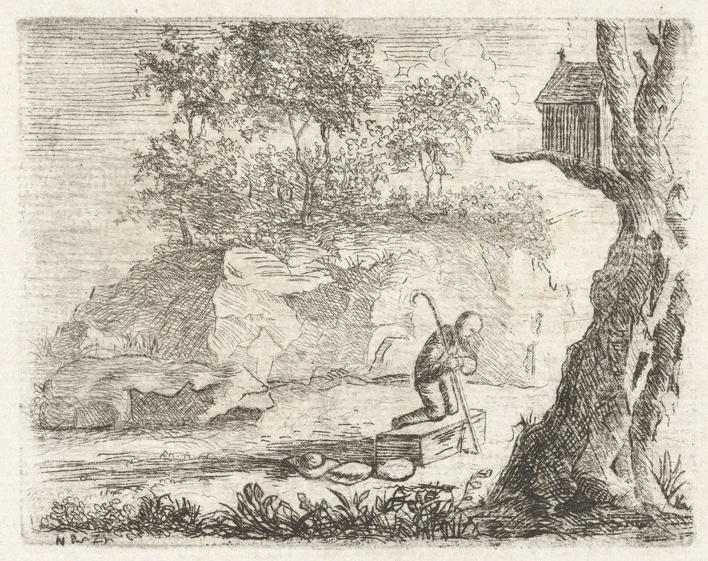 Detail of Praying pilgrim by baron Reinierus Albertus Ludovicus van Isendoorn à Blois