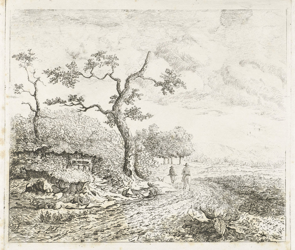 Detail of Landscape with falconers by baron Reinierus Albertus Ludovicus van Isendoorn à Blois