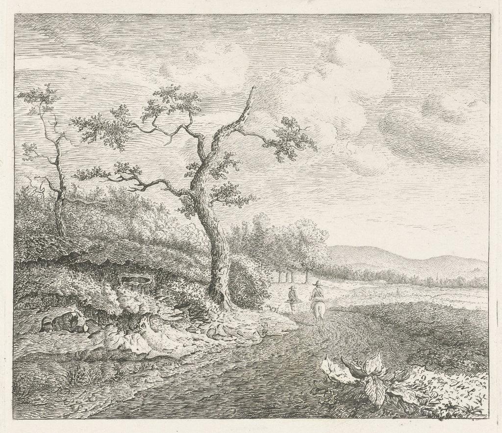 Detail of Landscape with falconers by J.W.P.