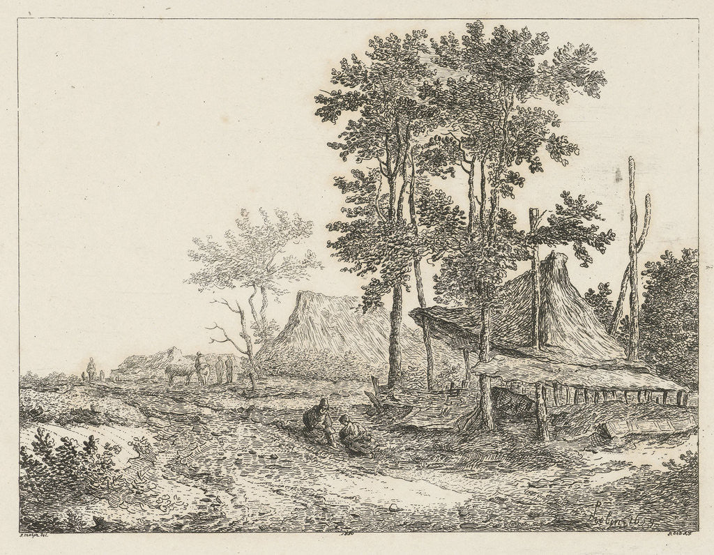 Detail of Landscape with the roof of a haystack by baron Reinierus Albertus Ludovicus van Isendoorn à Blois