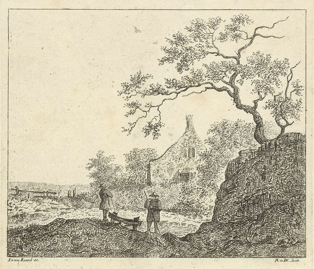 Detail of Landscape with figures by baron Reinierus Albertus Ludovicus van Isendoorn à Blois