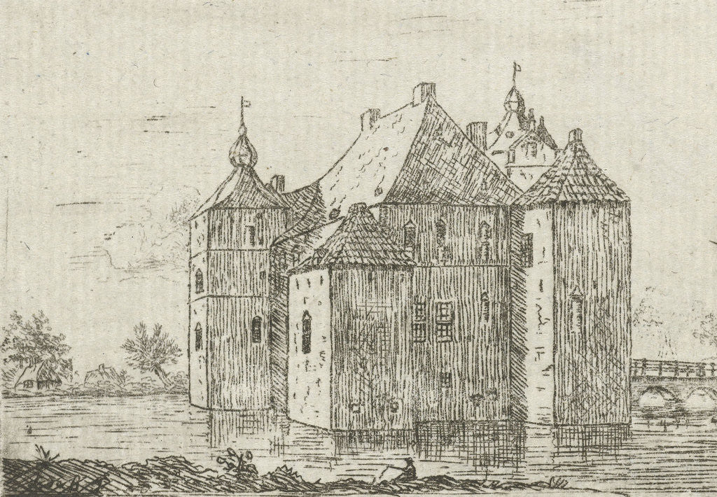 Detail of Side view of the castle Cannenburch by baron Reinierus Albertus Ludovicus van Isendoorn à Blois