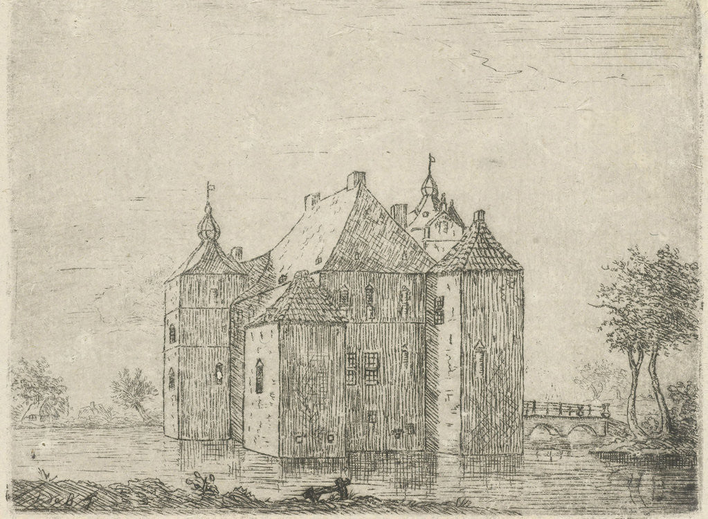 Detail of Side view of the castle Cannenburch by baron Reinierus Albertus Ludovicus van Isendoorn à Blois