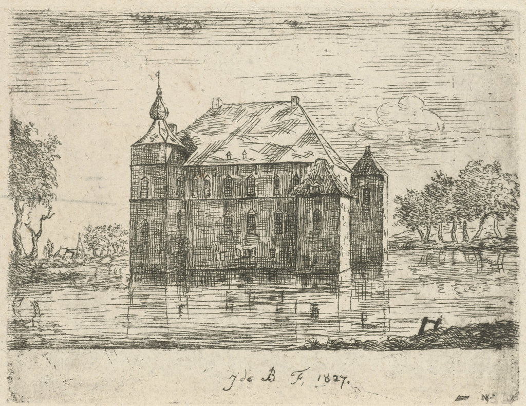 Detail of The Castle Cannenburch Vaassen seen from the back by baron Reinierus Albertus Ludovicus van Isendoorn à Blois