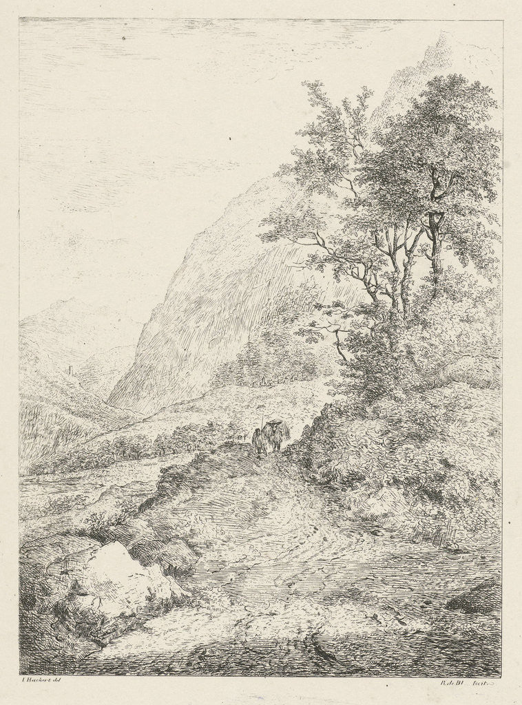 Detail of Mountain landscape by baron Reinierus Albertus Ludovicus van Isendoorn à Blois
