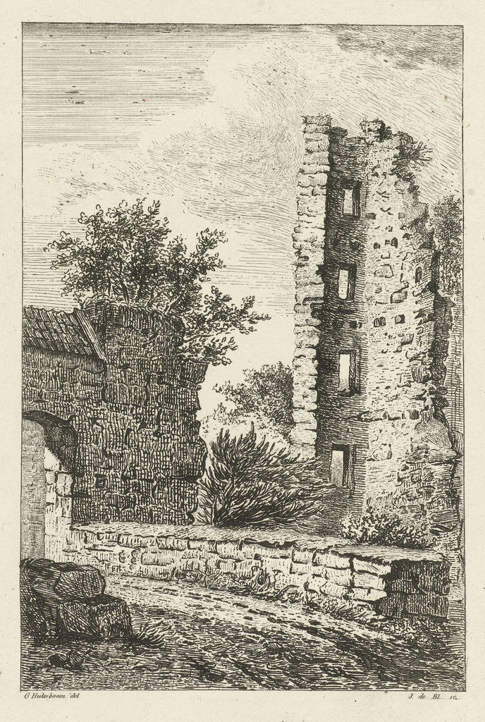 Detail of Ruins of a tower by baron Reinierus Albertus Ludovicus van Isendoorn à Blois