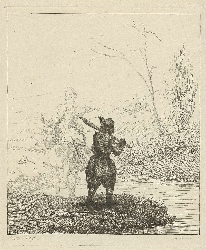 Detail of Two men in a river by Monogrammist FVW