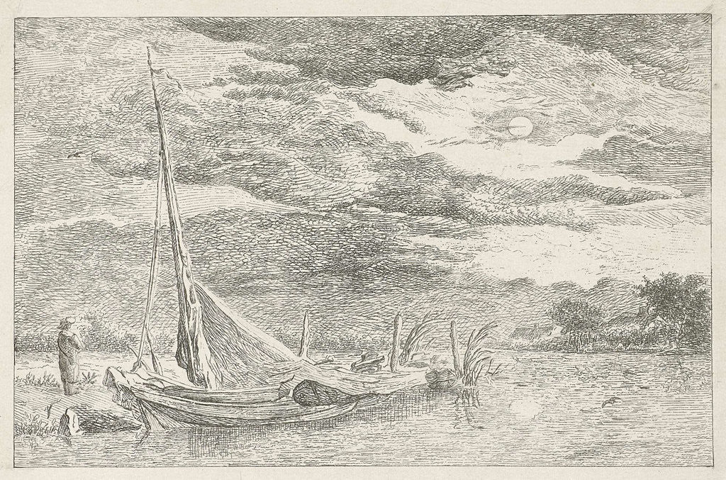 Detail of Water at moonlight by baron Reinierus Albertus Ludovicus van Isendoorn à Blois