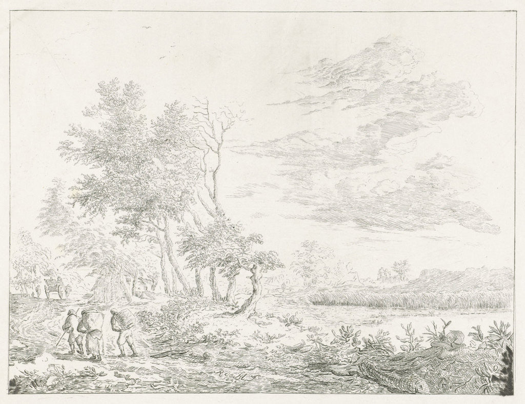 Detail of Travelers in a landscape by baron Reinierus Albertus Ludovicus van Isendoorn à Blois