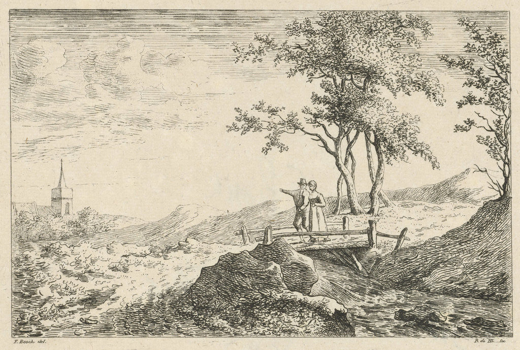 Detail of Couple on a wooden bridge by F. Bosch