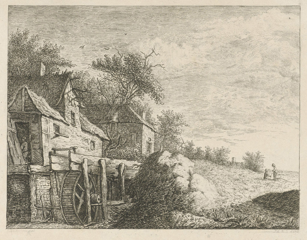 Detail of Watermill in a landscape by baron Reinierus Albertus Ludovicus van Isendoorn à Blois