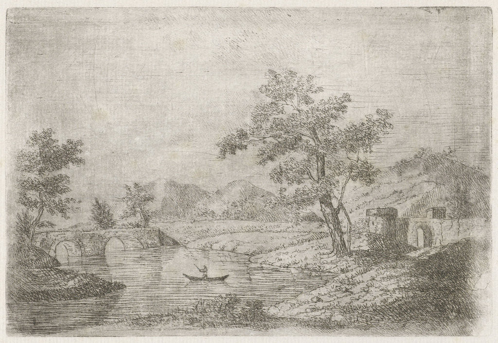 Detail of River landscape by baron Reinierus Albertus Ludovicus van Isendoorn à Blois