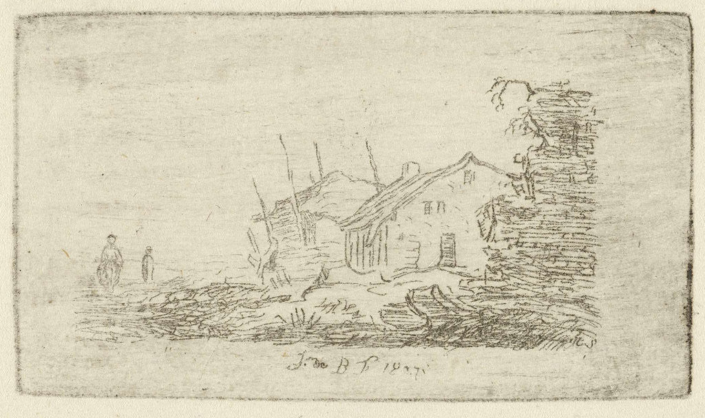 Detail of Farm with haystack by Baron Reinierus Albertus Ludovicus van Isendoorn a  Blois