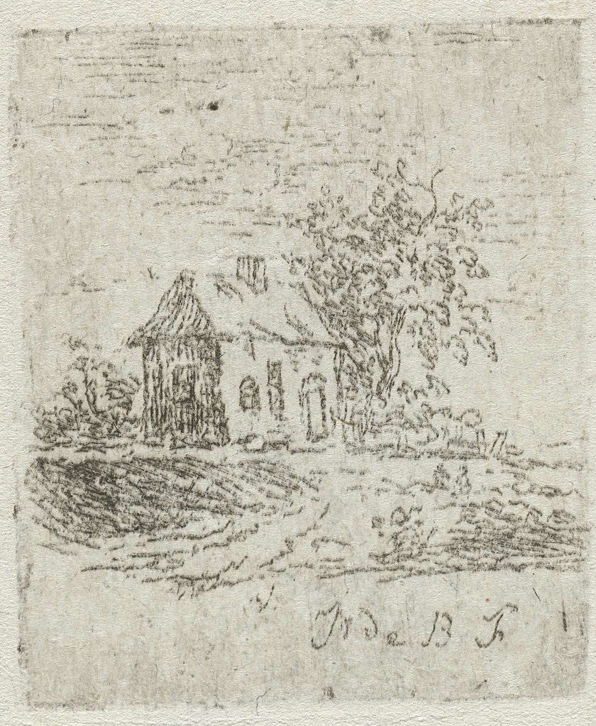 Detail of House with tree by baron Reinierus Albertus Ludovicus van Isendoorn à Blois
