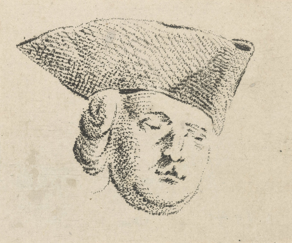 Detail of Mans head with hat by Caspar Jacobsz. Philips