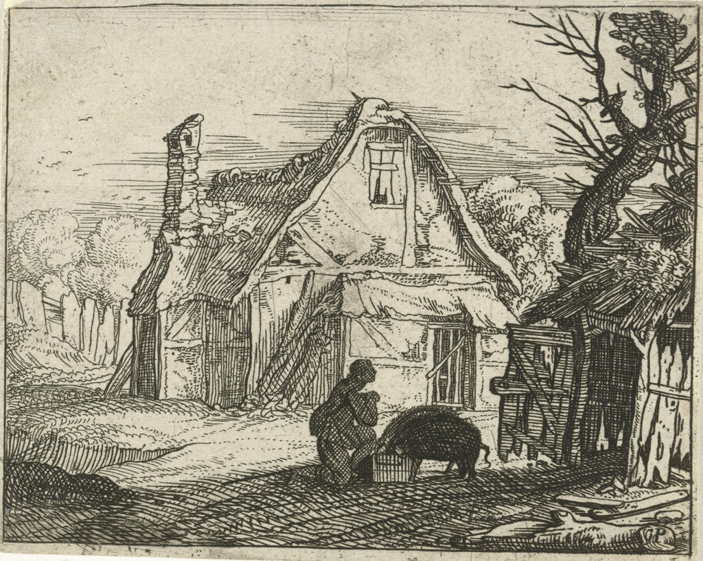 Detail of The prodigal son as a swineherd by Gillis Peeters I