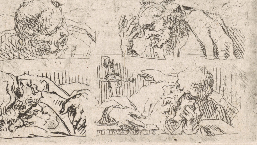 Detail of Six studies of heads of apostles by Cornelis Schut I